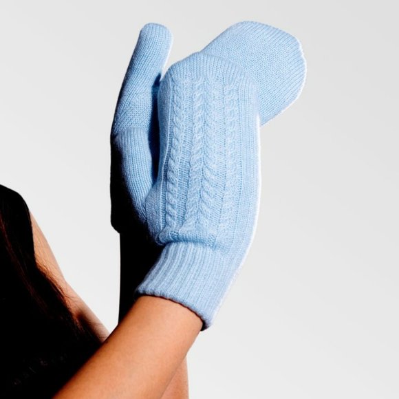 Soft Blue color mittens, Warm winter mittens, Cozy warm mittens, Cashmere mitten - Picture 1 of 9
